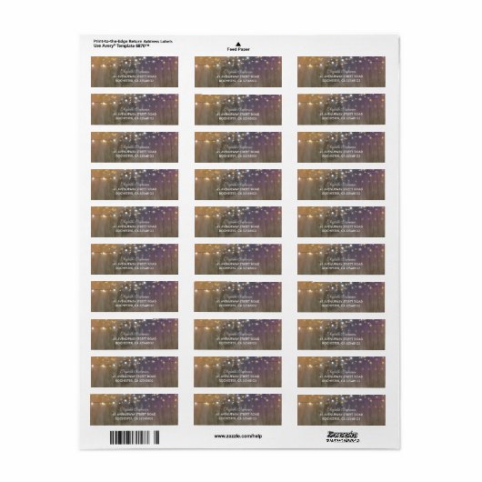 Rustiek Hout en String of Lights Bruiloft Etiket (Full Sheet)