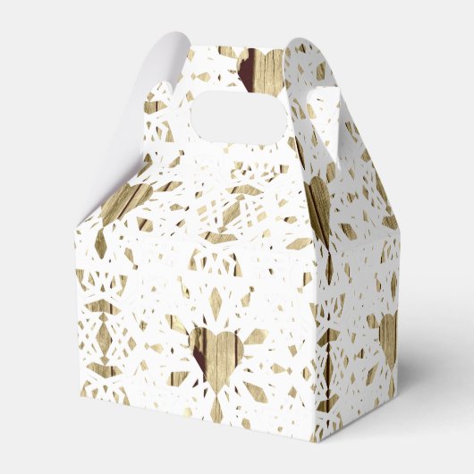 Rustiek hout en wit kanten hart land bruiloft bedankdoosjes (Achterkant)