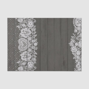 Rustiek hout en witte kant Lace boerderij-chic Tissuepapier