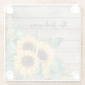 Rustiek hout en zonnebloemen glazen onderzetter (Achterkant)