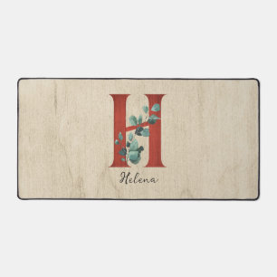 Rustiek hout & Eucalyptus letter H gepersonaliseer Bureaumat