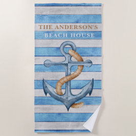 Rustiek hout familie strand huis nautische strepen strandlaken