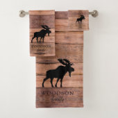 Rustiek hout familienaam eland badhanddoek set bad handdoek (Insitu)