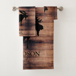 Rustiek hout familienaam Moose Bad Handdoek