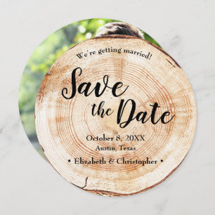 Rustiek hout Foto land bruiloft save the date Kaart