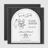 Rustiek Hout Frans Bulldog Bruiloft Save the Date Magnetische Uitnodiging (Voorkant / Achterkant)