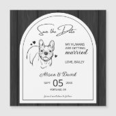 Rustiek Hout Frans Bulldog Bruiloft Save the Date Magnetische Uitnodiging (Voorkant)