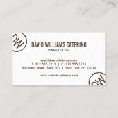 Rustiek hout-gebrande gestempeld monogram op wit visitekaartje (Achterkant)