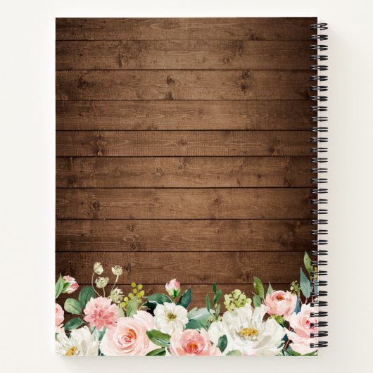 Rustiek hout geometrisch blush bloemenrecept boek (Achterkant)