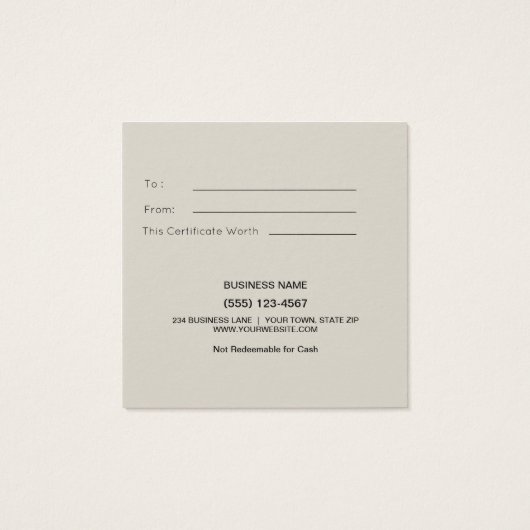 Rustiek Hout Goud Cadeau Kaart Certificaat (Achterkant)