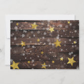Rustiek Hout Gouden Sterren & Sneeuw | Kerstfoto Feestdagenkaart (Achterkant)
