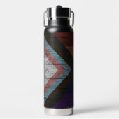 Rustiek Hout Grain Progress Pride Vlag Regenboog Waterfles (Voorkant)