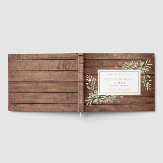 Rustiek hout groen in liefdevolle herinnering begr gastenboek (Volledig)