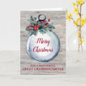 Rustiek Hout Grote kleindochter Vrolijk Kerstfeest Kaart (Gele Bloem)