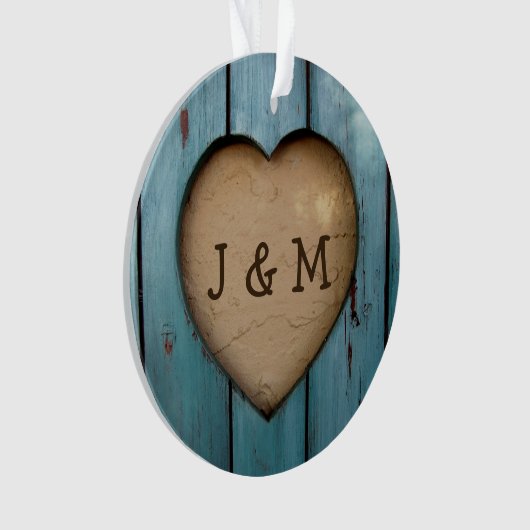 Rustiek Hout Hart Custom Jaar Initiaal Favor Ornament (voorkant)