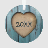 Rustiek Hout Hart Custom Jaar Initiaal Favor Ornament (achterkant)
