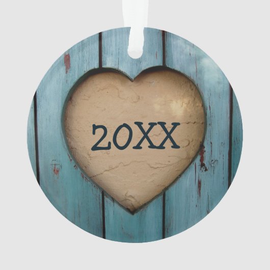Rustiek Hout Hart Custom Jaar Initiaal Favor Ornament (achterkant)
