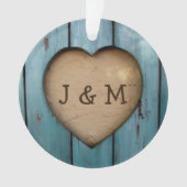 Rustiek Hout Hart Custom Jaar Initiaal Favor Ornament (voorkant)