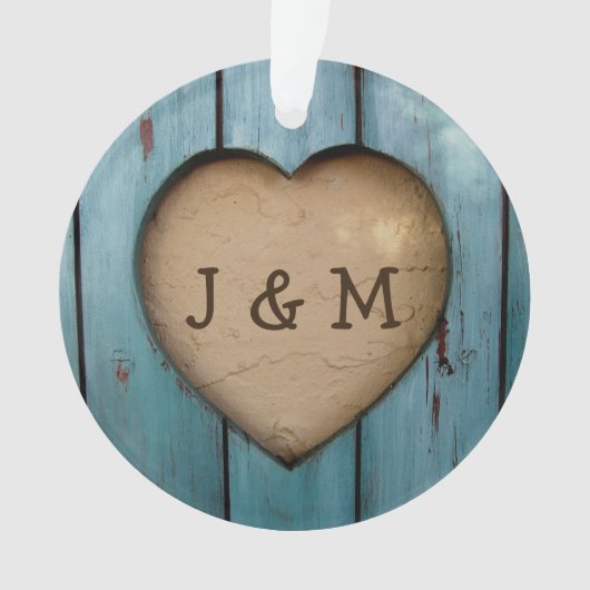Rustiek Hout Hart Custom Jaar Initiaal Favor Ornament (voorkant)
