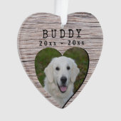 Rustiek Hout Hart Hond Memorial Keepsake Foto Ornament (voorkant)