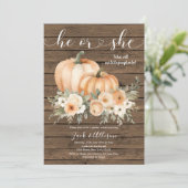 Rustiek Hout Herfst Hij of Zij Pompoen Geslacht On Kaart (Staand voorkant)