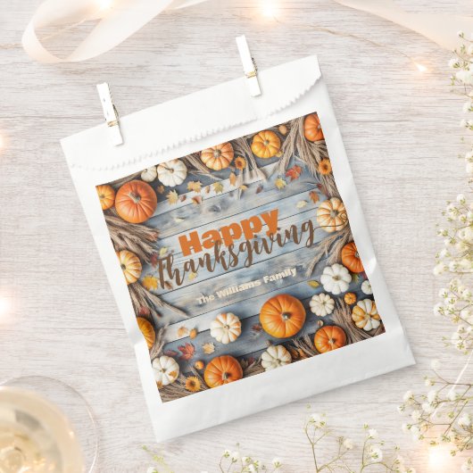 Rustiek Hout Herfst Pompoenen en Bladeren Thanksgi Bedankzakje (Geknipt)