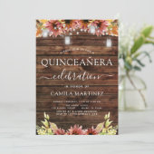 Rustiek Hout Herfst Zonnebloemen Quinceanera Kaart (Staand voorkant)