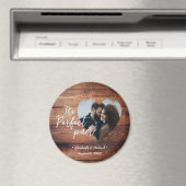 Rustiek hout Het perfecte paar Custom foto in hart Magneet (Insitu (Vaatwasser))