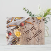 Rustiek Hout Kaneel Specerijen Kerst Bakken Feestdagenkaart (Staand voorkant)