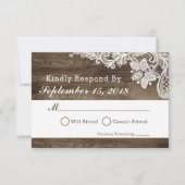 Rustiek Hout & Kant Bruiloft Uitnodiging RSVP (Voorkant)