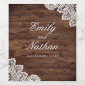 Rustiek Hout Kant Bruiloft Wijn Label Etiket (Enkel label)