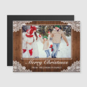 Rustiek hout & kant foto Vrolijk kerstfeest groet (Voorkant / Achterkant)