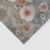 Rustiek hout, Kant, Pastel Bloemen Decoupage Tissuepapier (Detail)