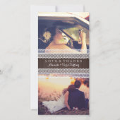 Rustiek Hout & Kant Trouwfoto Dank u Bedankkaart (Voorkant)