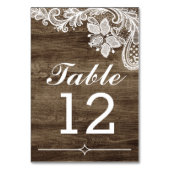 Rustiek Hout &  Kant Trouwtafel Nummer Kaart (Achterkant)