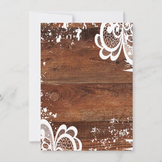 Rustiek hout | Kanten bruidsdouche Kaart (Achterkant)
