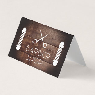 Rustiek Hout Kapper Salon Kapperpaal en Schare Visitekaartjes
