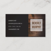 rustiek hout | kapperszaak | Barber Pole and Shear Visitekaartje (Achterkant)