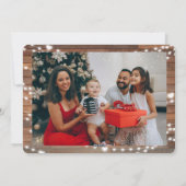 Rustiek Hout Kerstmis 5 Foto String Lichten Feestdagenkaart (Achterkant)