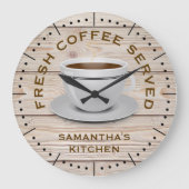 Rustiek Hout Koffie Thema Boerderij Naam Keuken Grote Klok (Voorkant)
