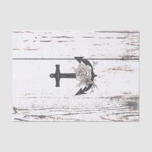 Rustiek Hout Kust Strand Anker Vintage Bloemmotief Tissuepapier