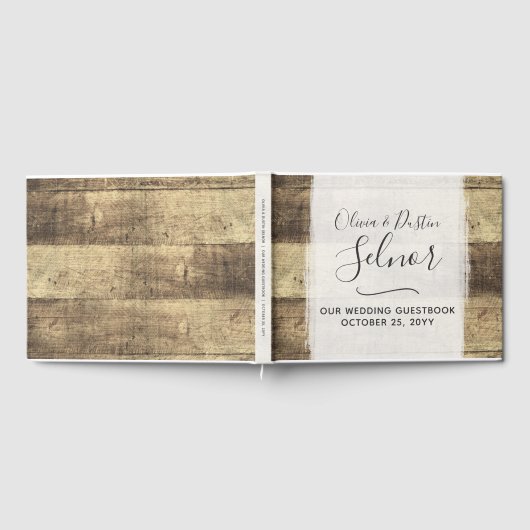 Rustiek Hout Land Boerderij Bruiloft Gastenboek (Volledig)