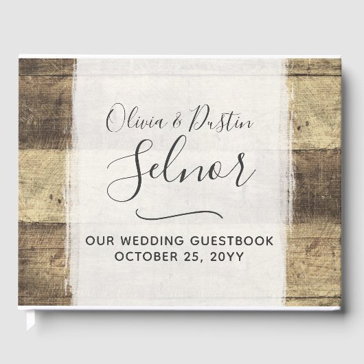 Rustiek Hout Land Boerderij Bruiloft Gastenboek (Voorkant)