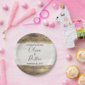 Rustiek Hout Land Boerderij Bruiloft Papieren Bordje (Feest)