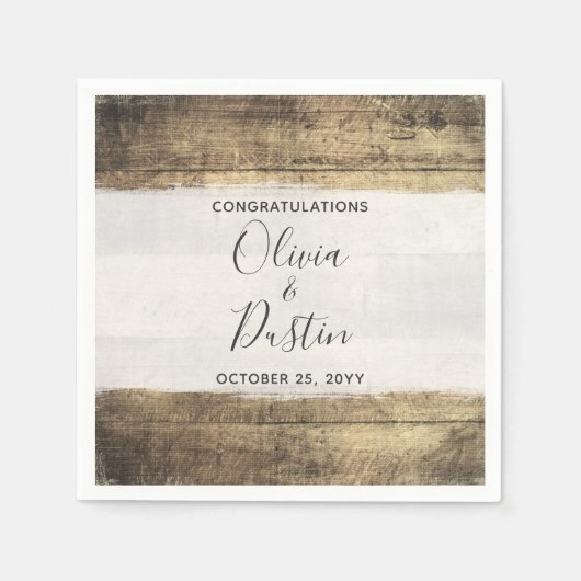 Rustiek Hout Land Boerderij Bruiloft Servet (Voorkant)