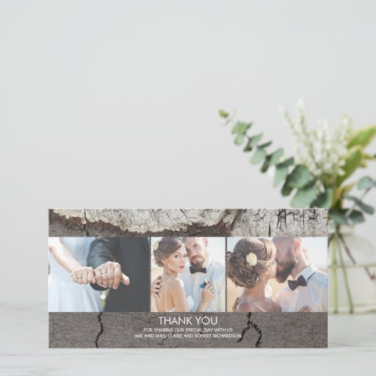 Rustiek hout land schuur bruiloft dank u bedankkaart (Staand voorkant)