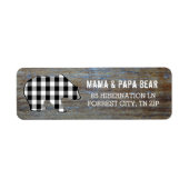 Rustiek hout | Land Zwart Beer Lumberjack Plaid Etiket (Voorkant)