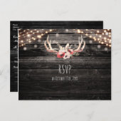 Rustiek Hout & Lichten Bloemgewei Boho RSVP Uitnodiging Briefkaart (Voorkant / Achterkant)