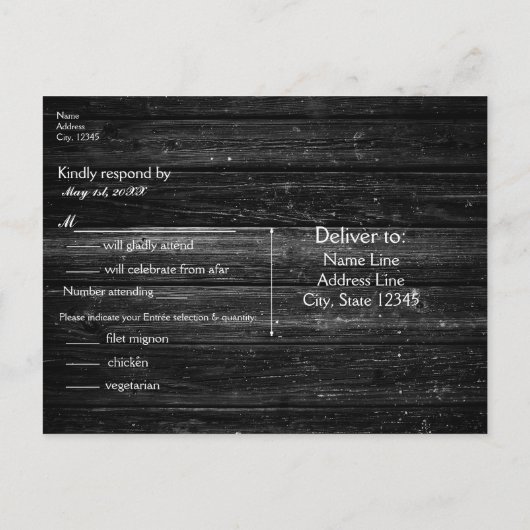 Rustiek Hout & Lichten Bloemgewei Boho RSVP Uitnodiging Briefkaart (Achterkant)