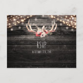 Rustiek Hout & Lichten Bloemgewei Boho RSVP Uitnodiging Briefkaart (Voorkant)